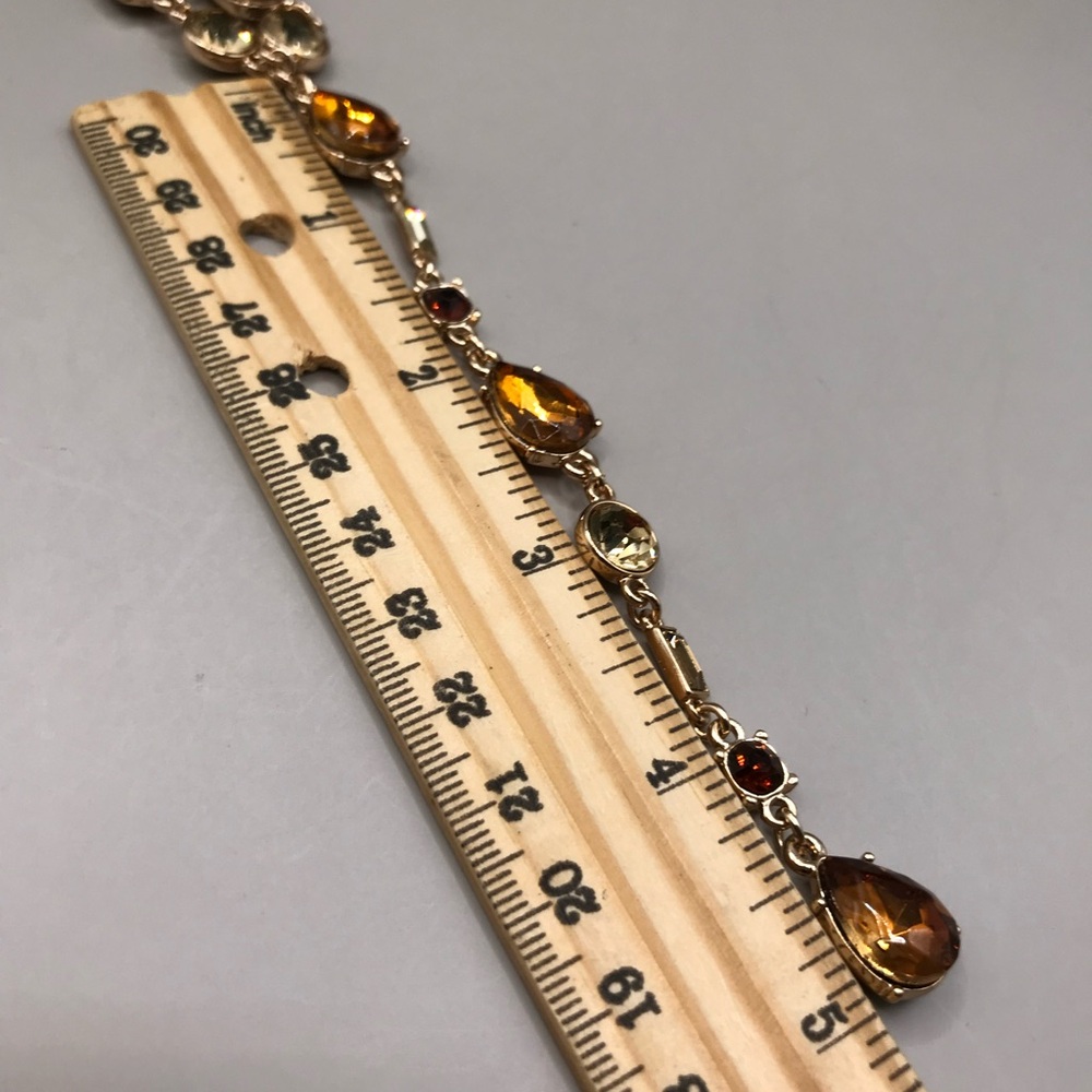 The Limited Gold-Tone and Amber Colored Gems “Y” Necklace - Picture 9 of 10